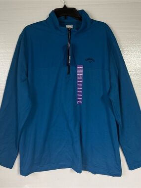 Callaway Men’s XXL Blue Quarter Zip Golf Pullover Long Sleeve Performance Top